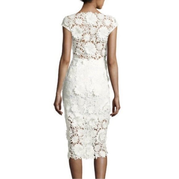 Milly 3D White Floral Embroidered Short‎ Sleeve Cocktail Mini Dress - Picture 11 of 11